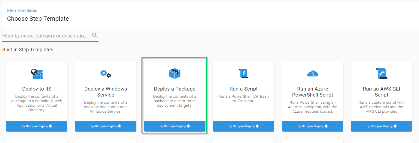 Deploy a package template