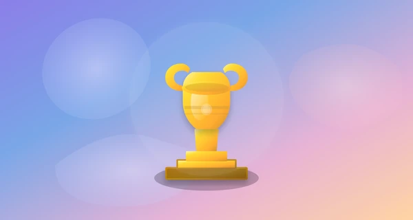 An illustration of a gold trophy with a large bowl and two handles.
