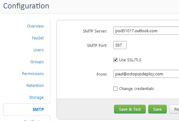 SMTP settings