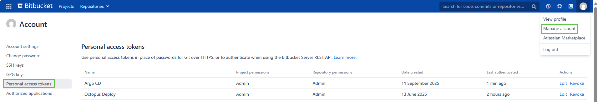 Personal access token