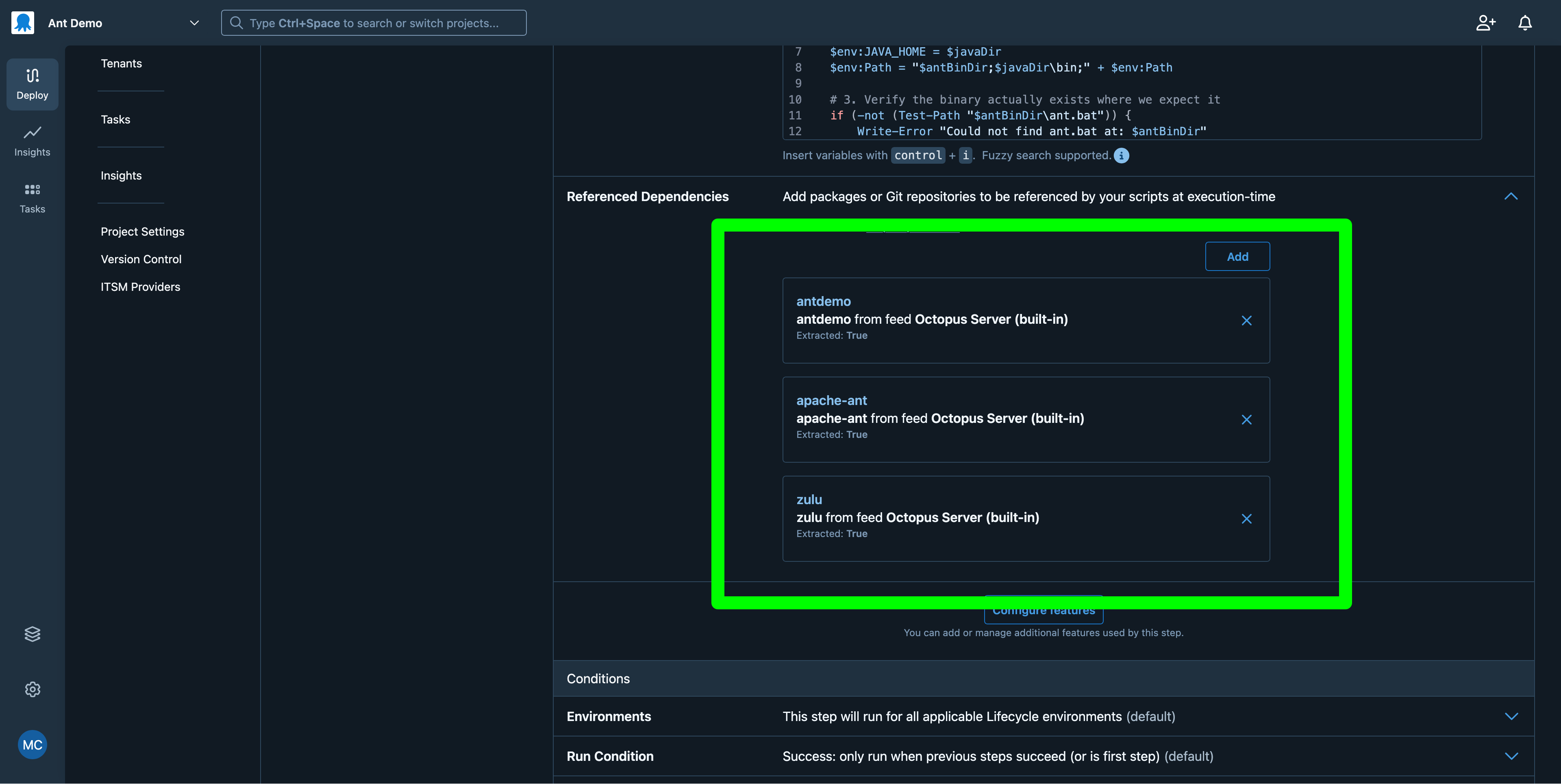 Referenced dependencies