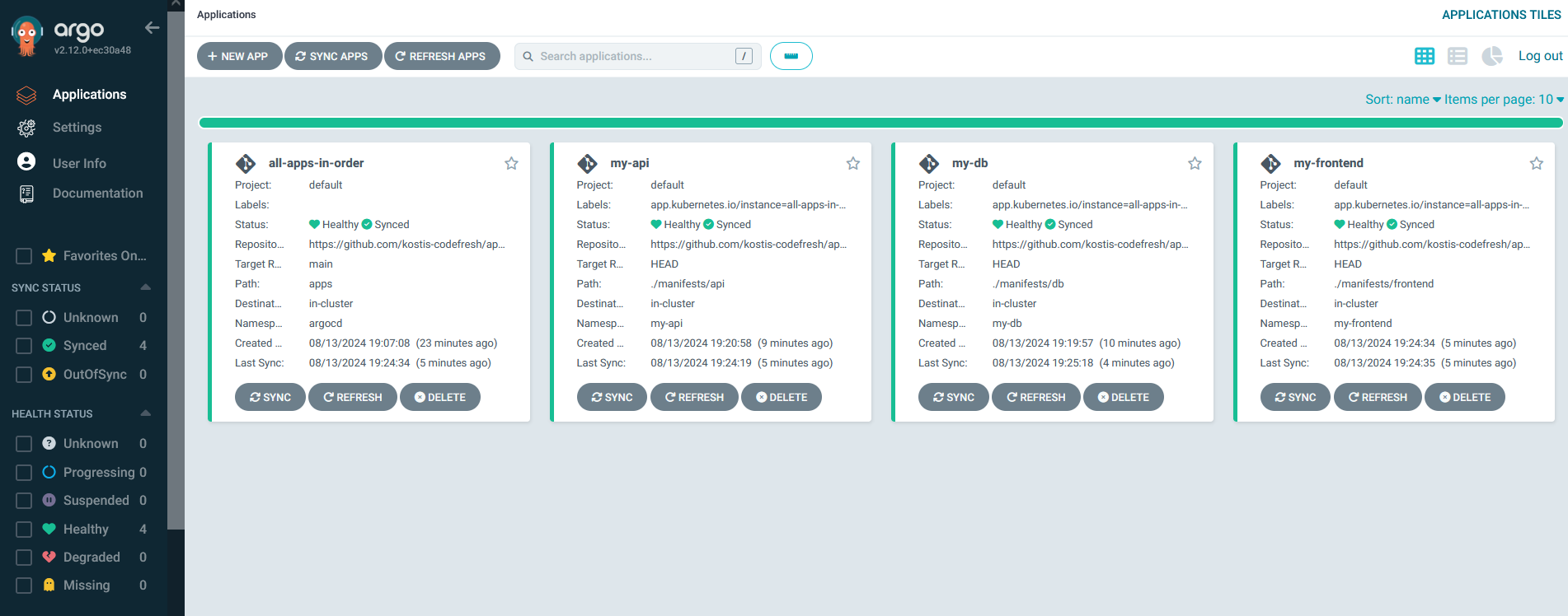 Application synced