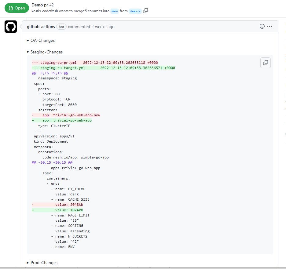 Environment diff