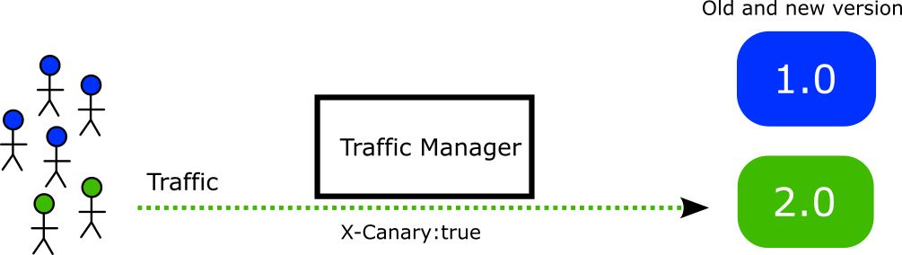 Traffic manager diagram with canary version for specific users