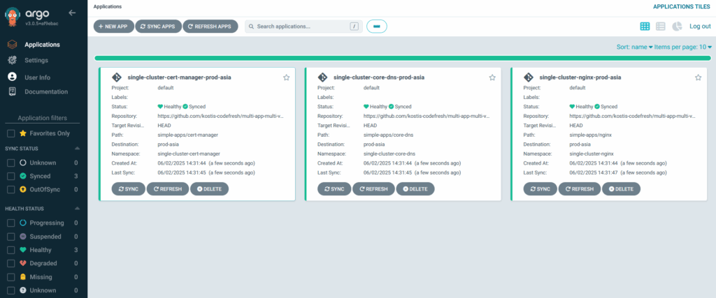 Argo CD UI