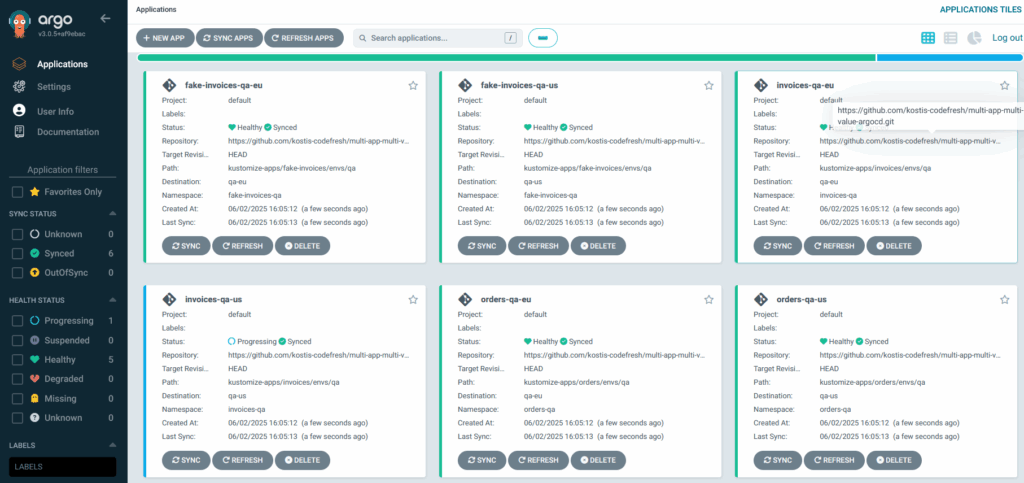 Argo CD UI