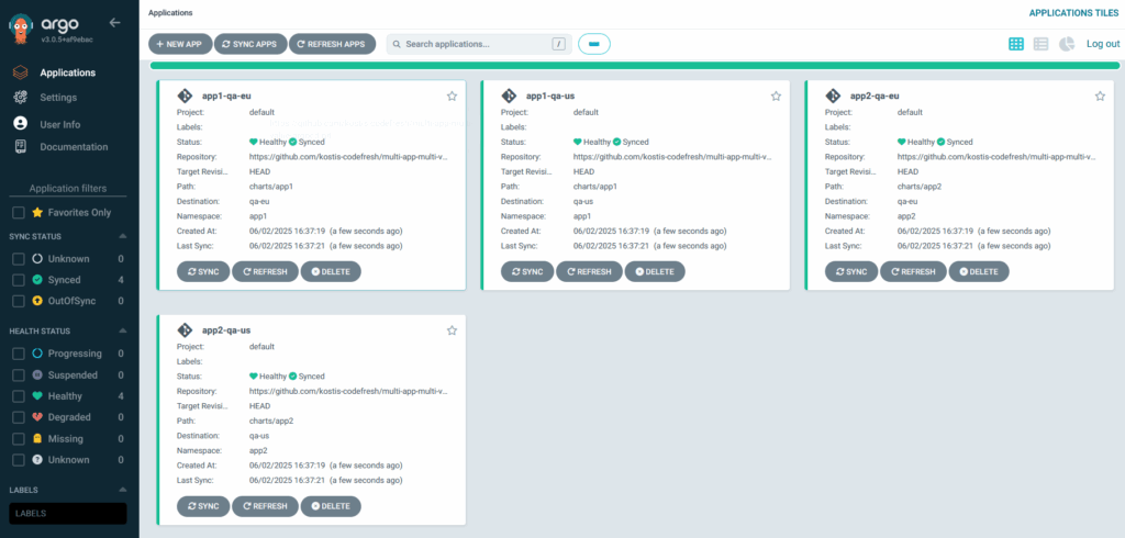 Argo CD UI