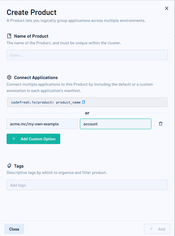 Creating a Codefresh product