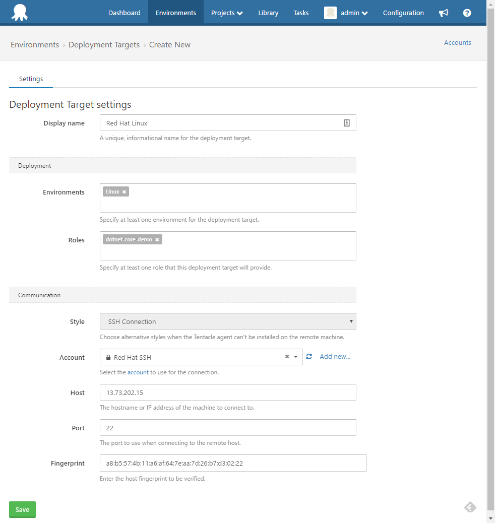SSH Target Details