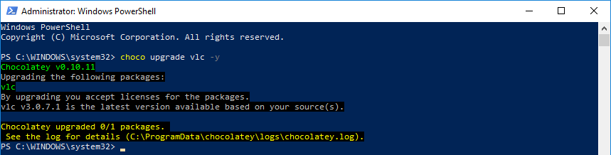 Choco upgrade vlc