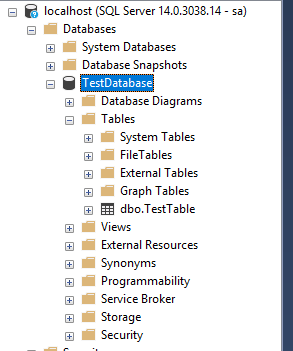 Create table inside instance
