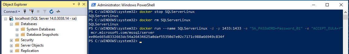 Docker recreate image no databases