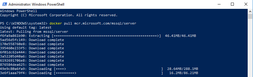 Download sql server docker image