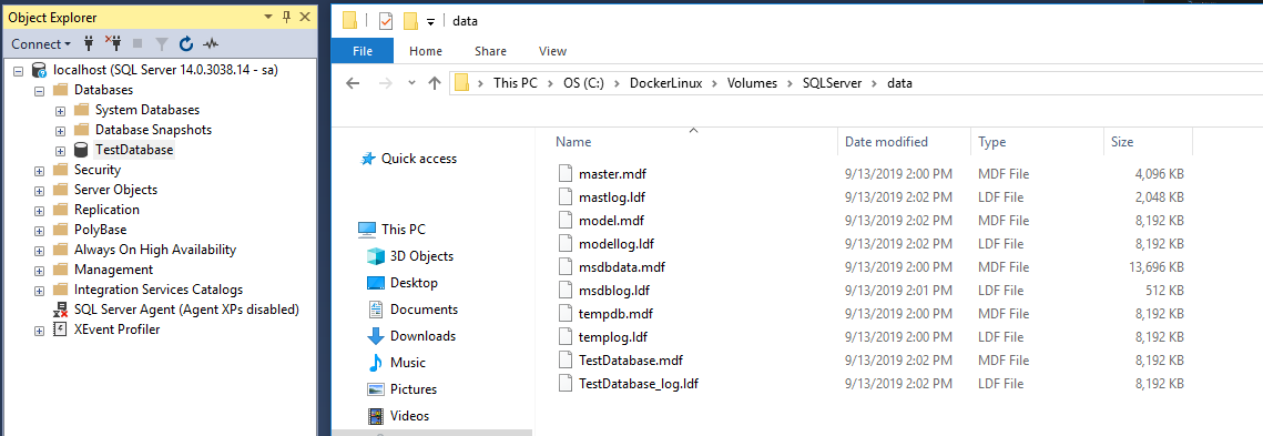 Sql server linux windows host volumes
