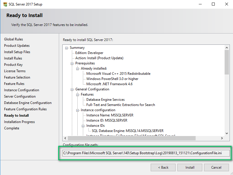Sqlserverinstallerinifile