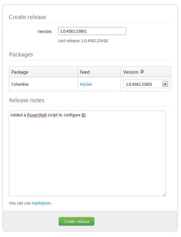 Create new release