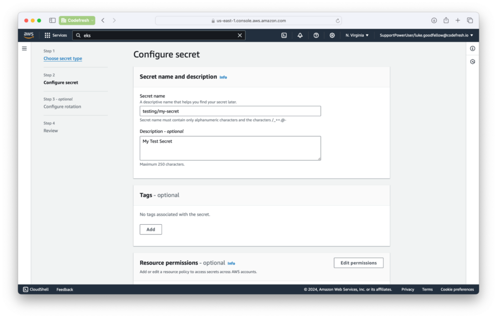 AWS secret key values