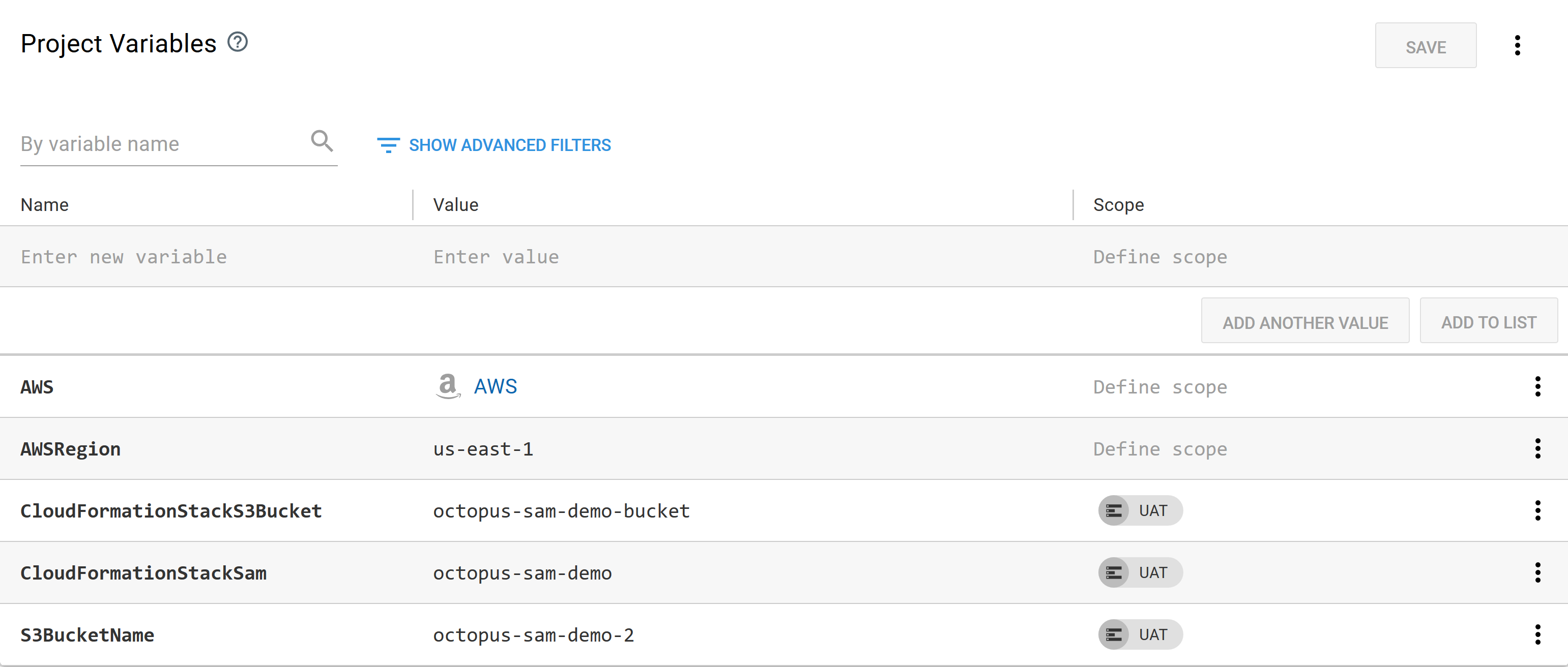 Octopus variables 3