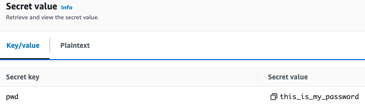 AWS secret value