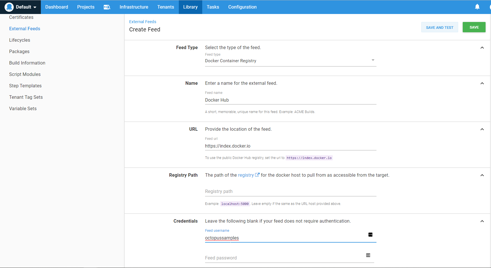 Octopus external feed docker