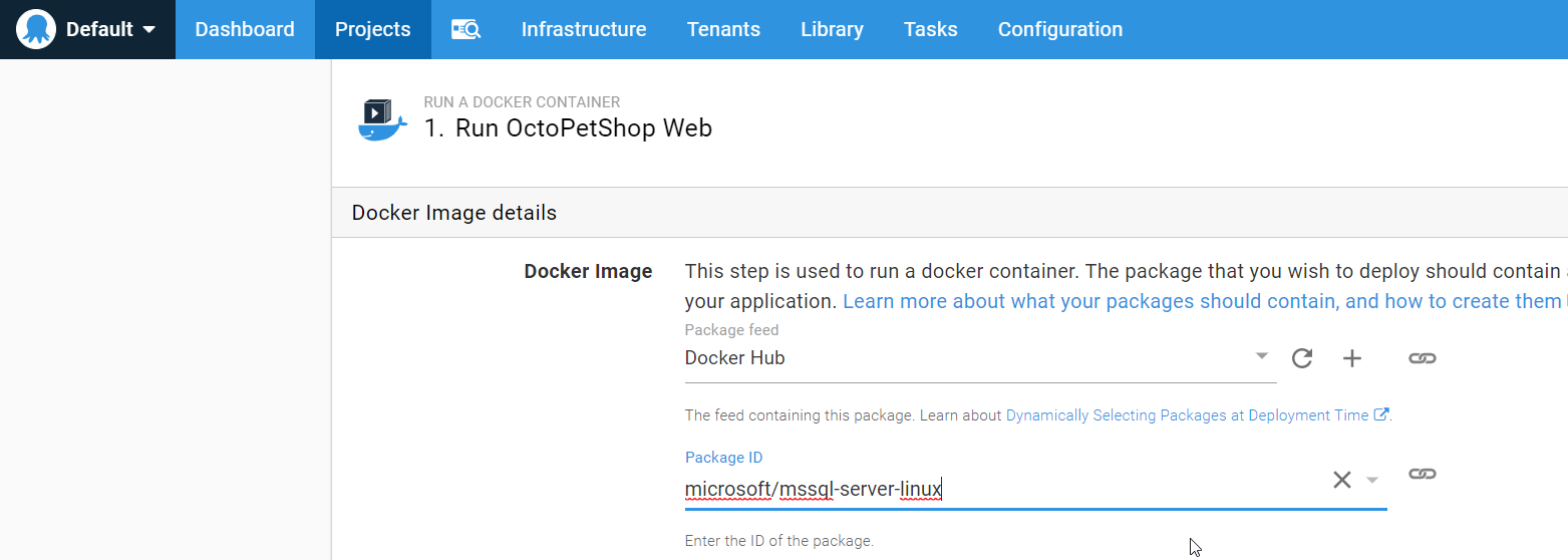 Octopus project step docker2