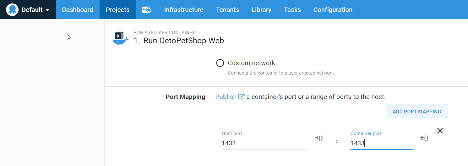 Octopus project step docker4