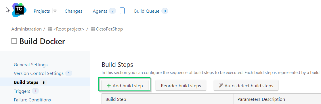 Teamcity build add step