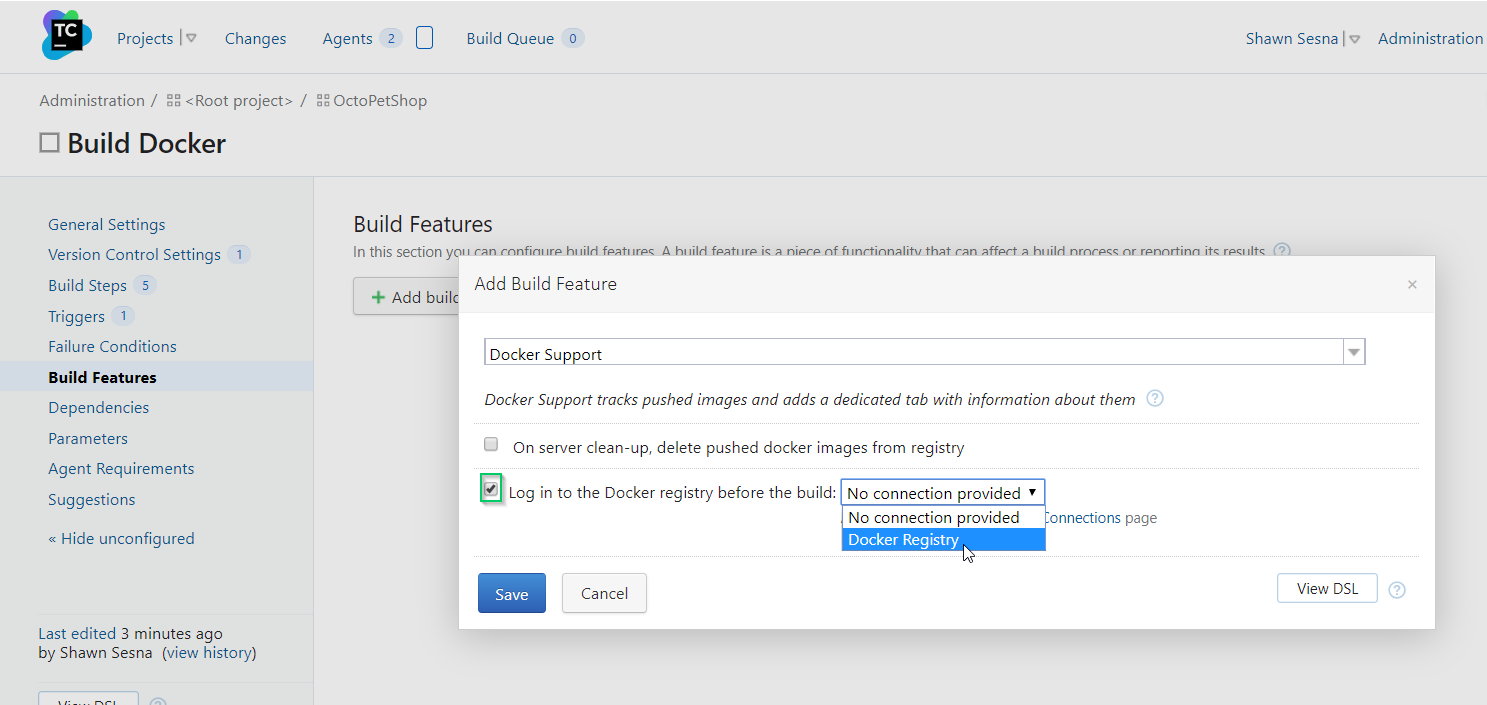 Teamcity build feature add connection