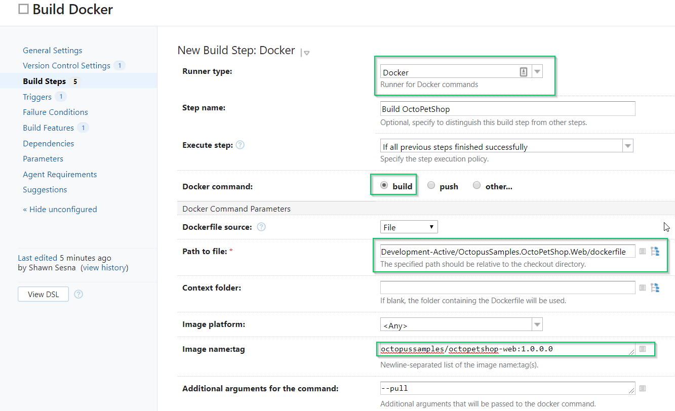 Teamcity build step docker