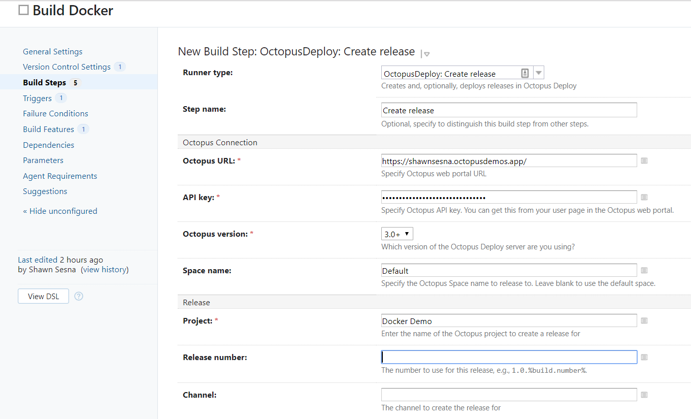 Teamcity build step release