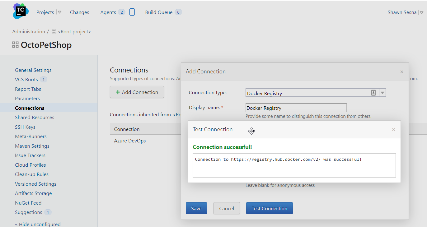 Teamcity dockerhub connection test