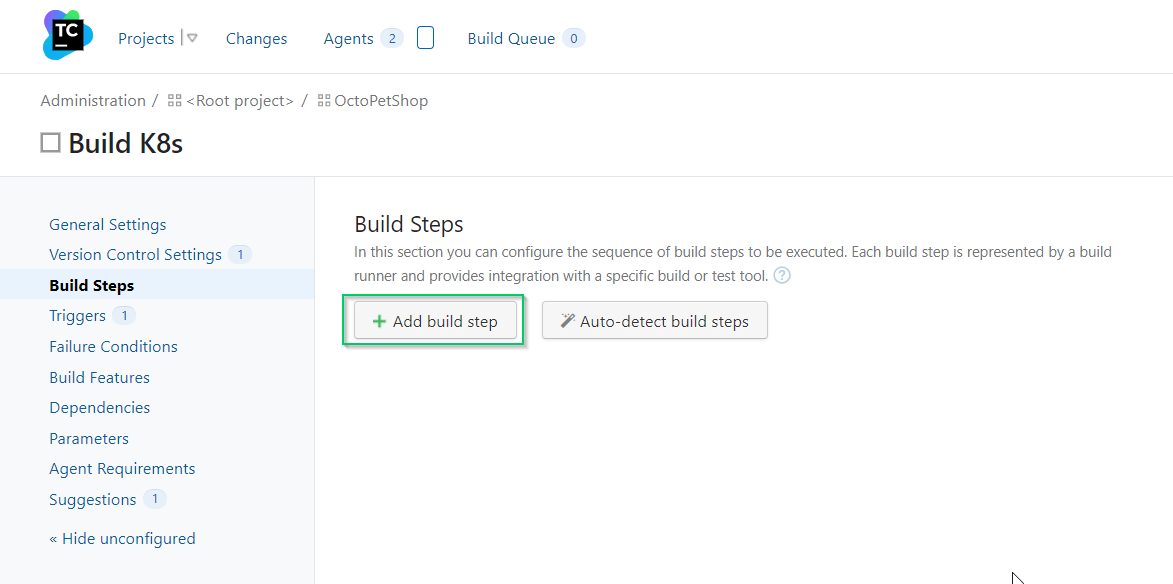 Teamcity add build step