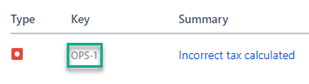 The Jira issue key