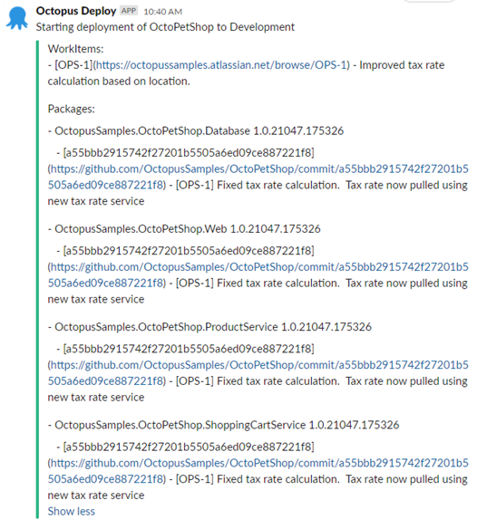 Slack message