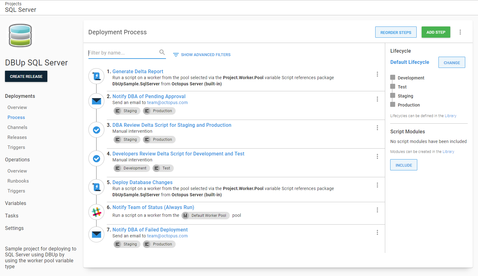 Deployment process with notifications