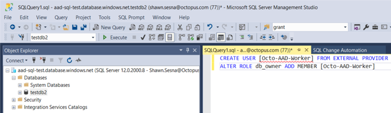 Azure sql user script