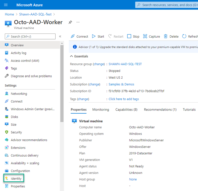 Azure vm identity