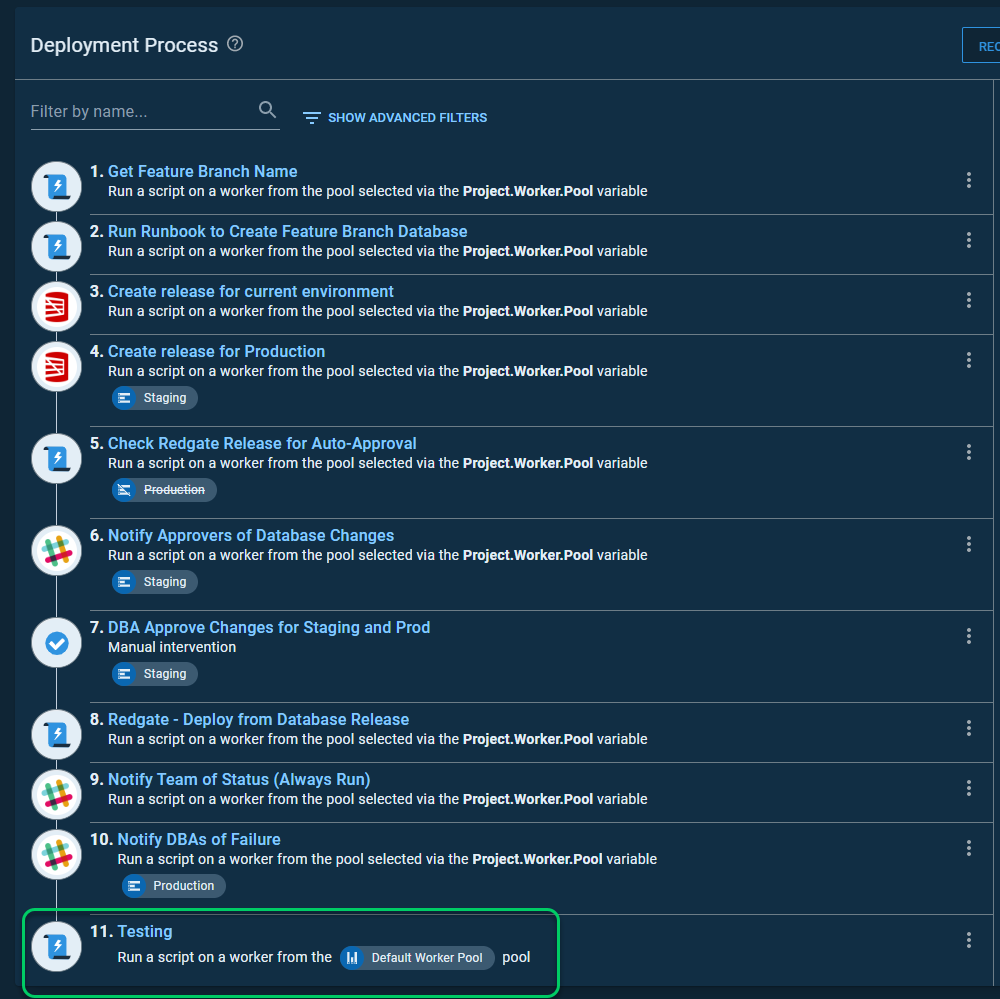 Destination deployment process before sync