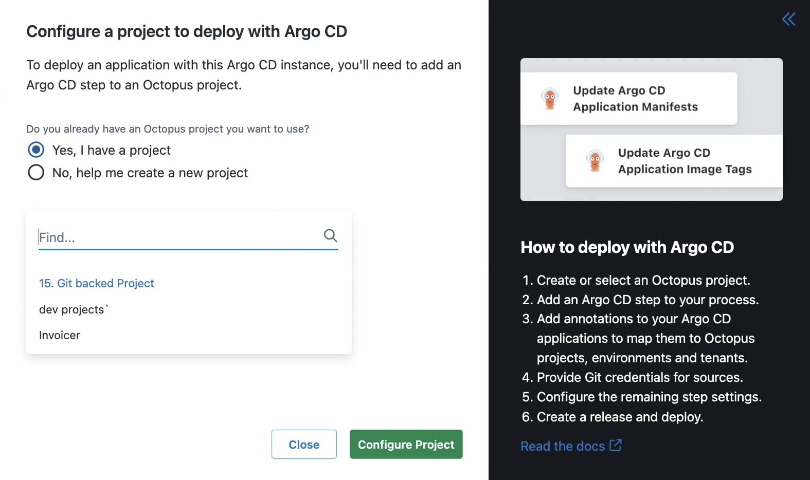 Configuring a project to deploy with Argo CD