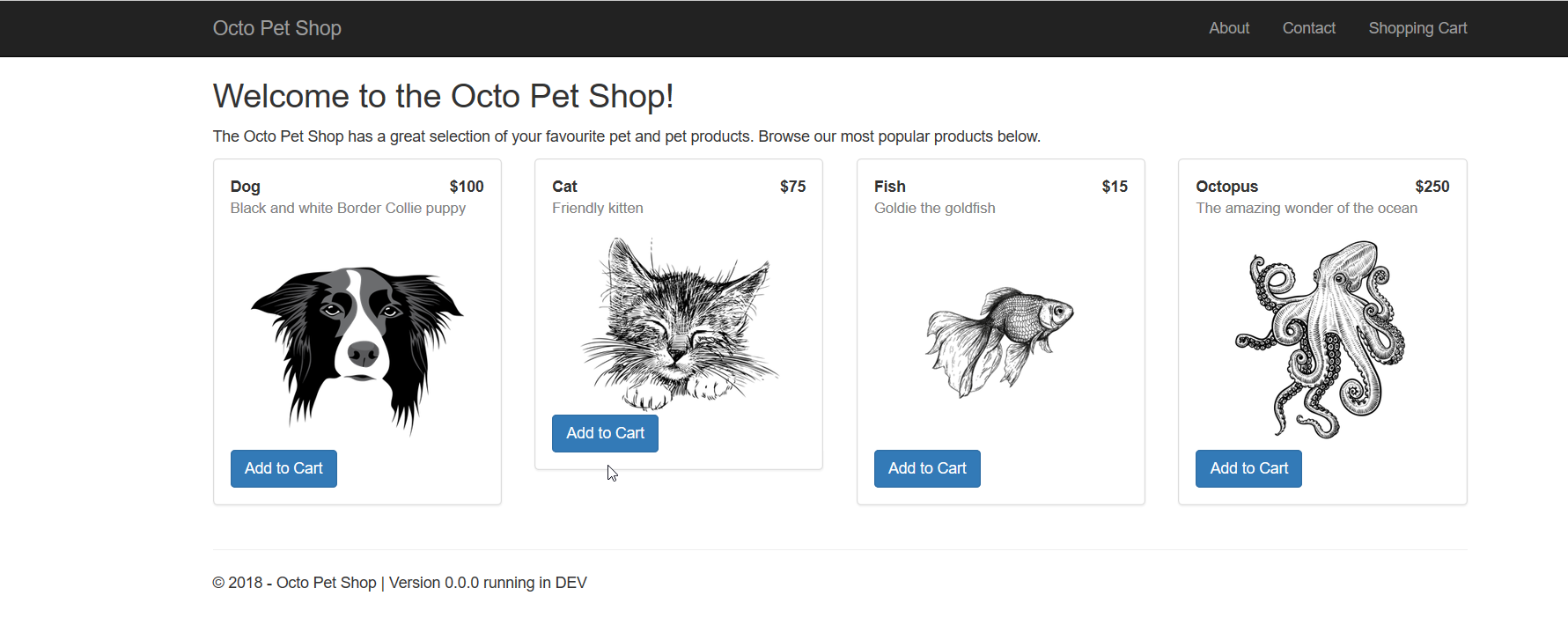 Octopetshop front end