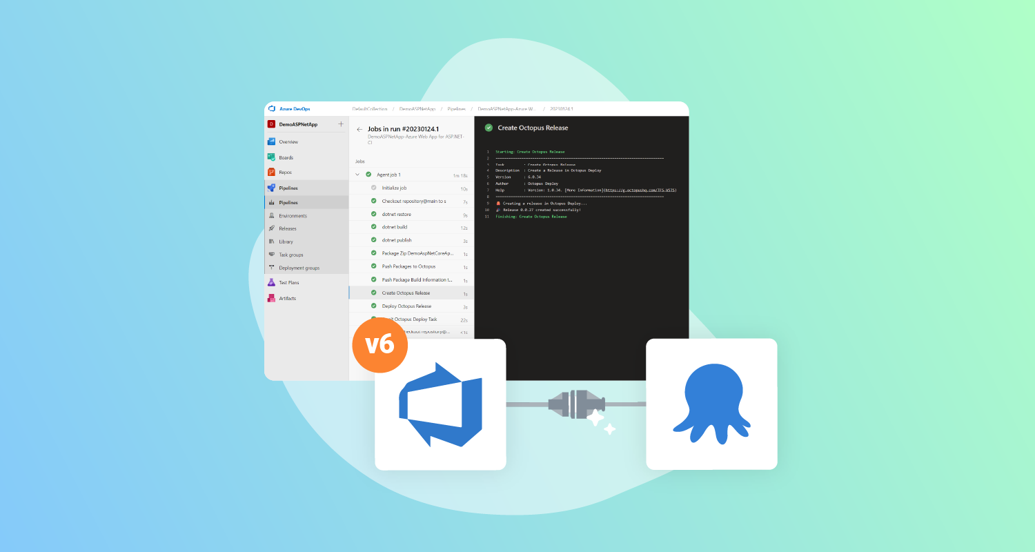 Stylized screenshot of Azure DevOps showing Create Octopus Release