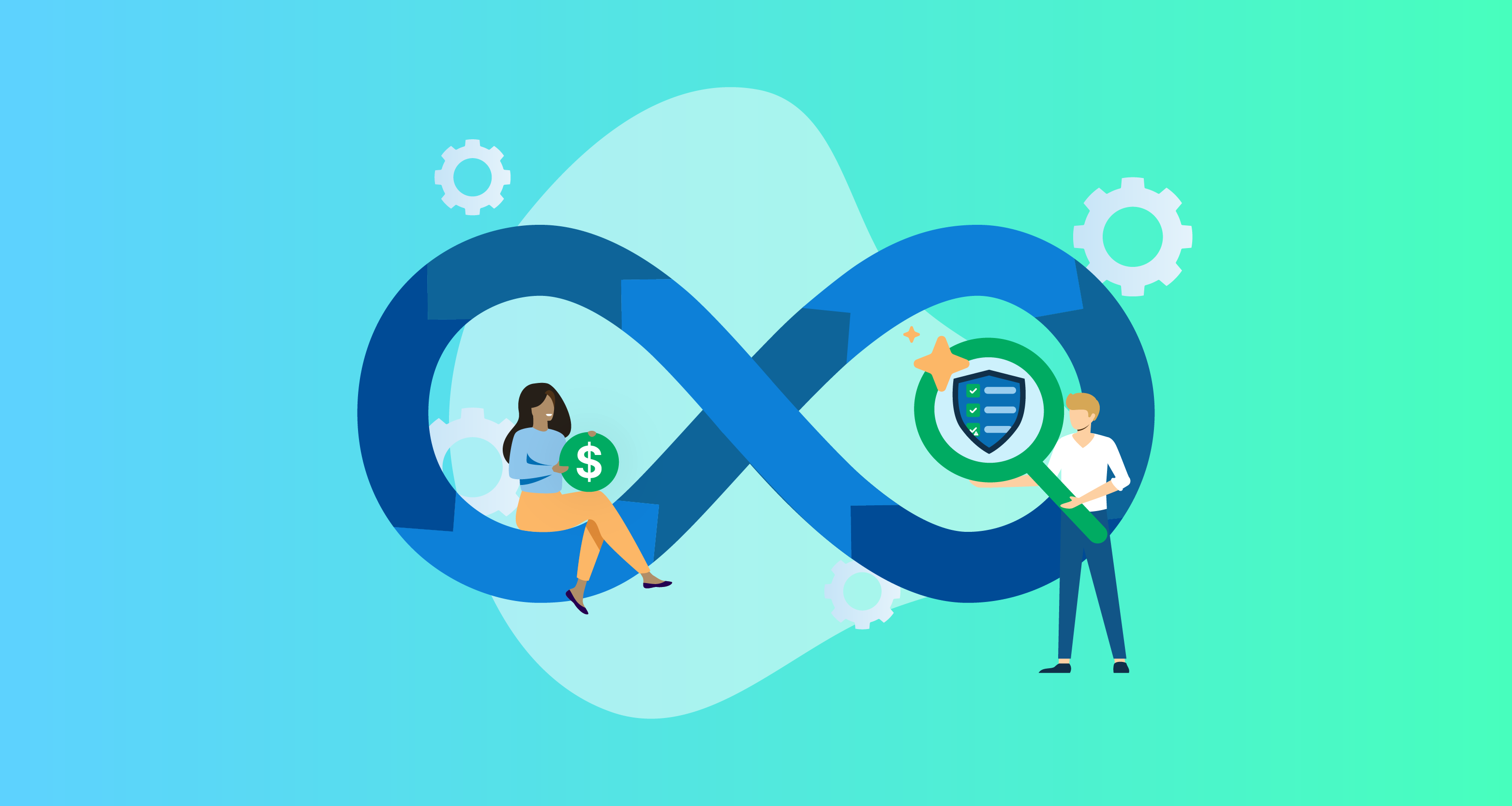 Two people showing financial benefit when compliance is adopted correctly