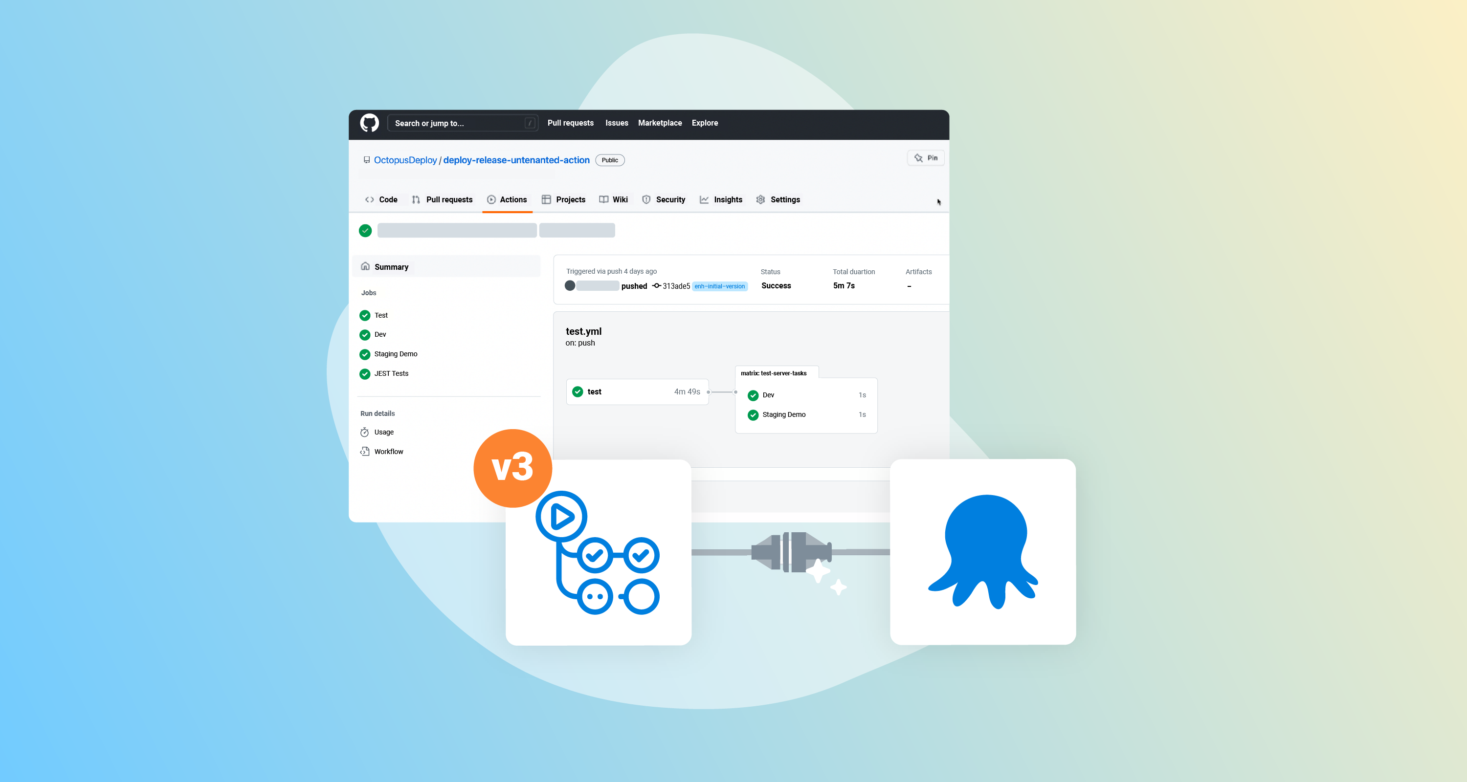 Stylized screenshot of job summary for push package action in Octopus Deploy