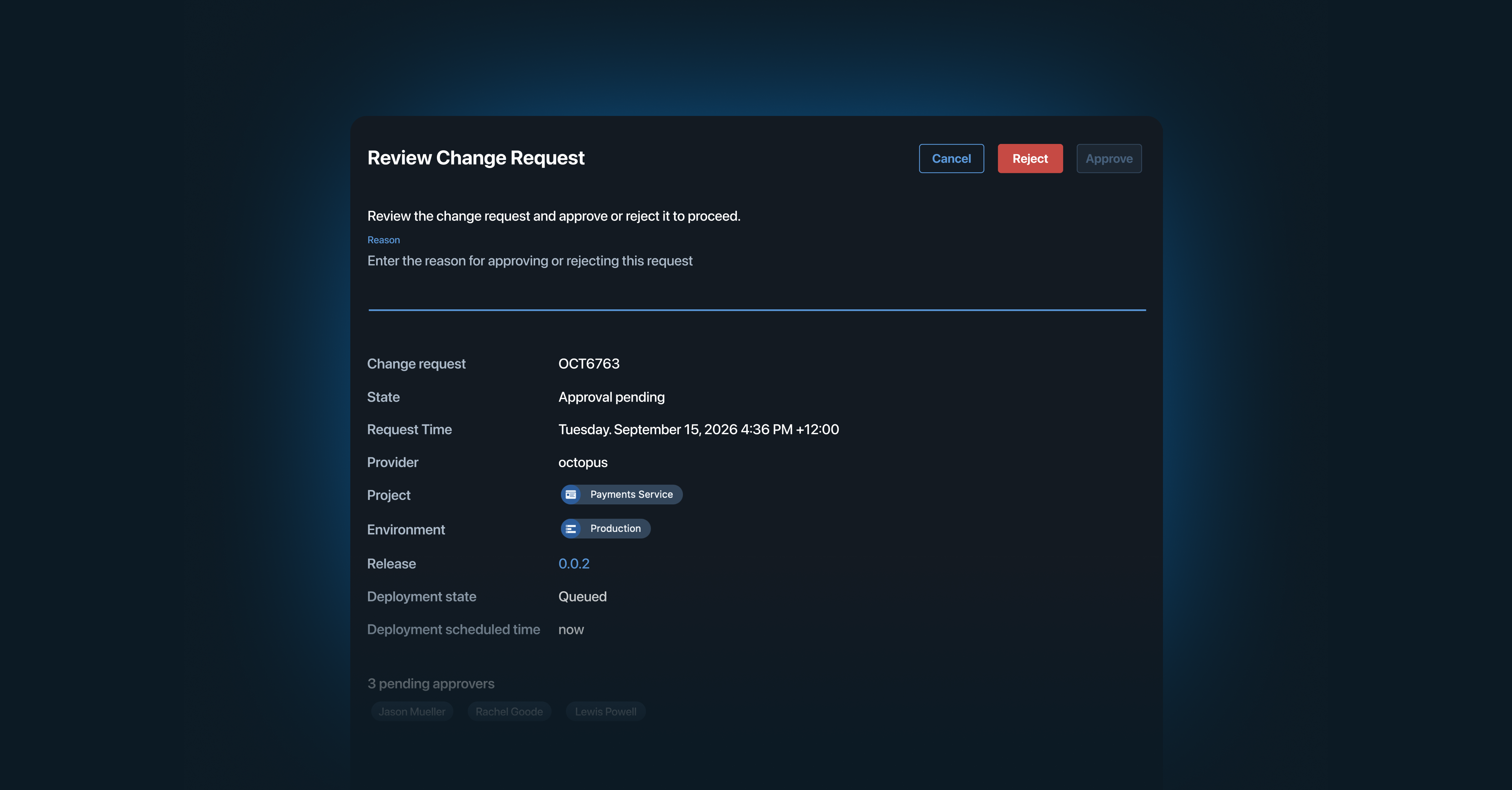 Simplified recreation of the Octopus Approvals feature.