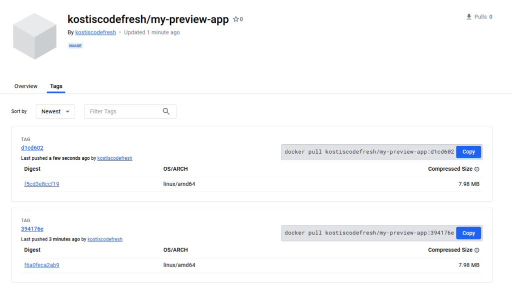 Dockerhub tags