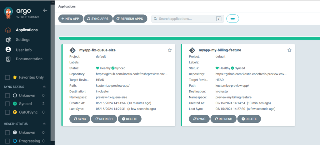 Preview apps in Argo CD