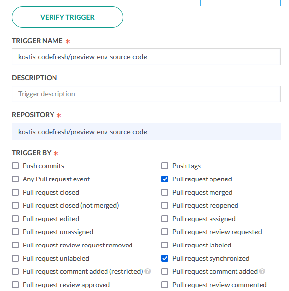 Trigger setting