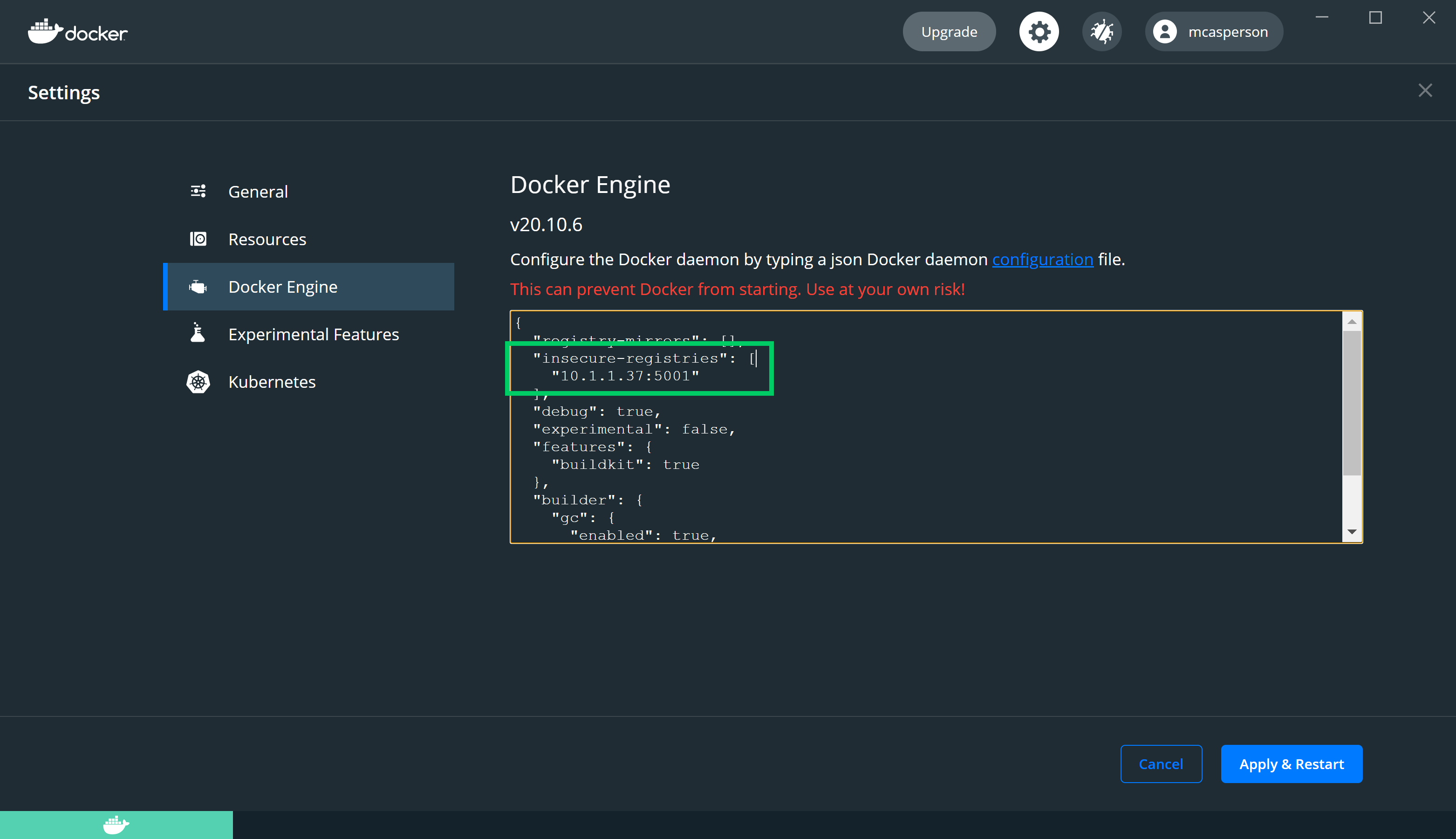 Docker config