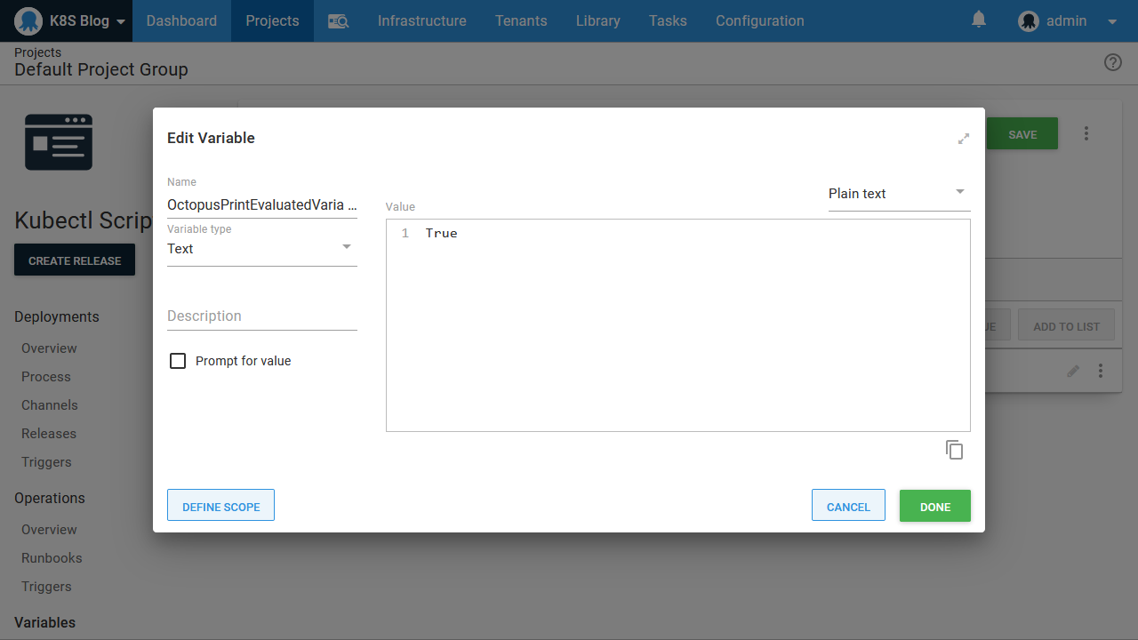 Debug variables