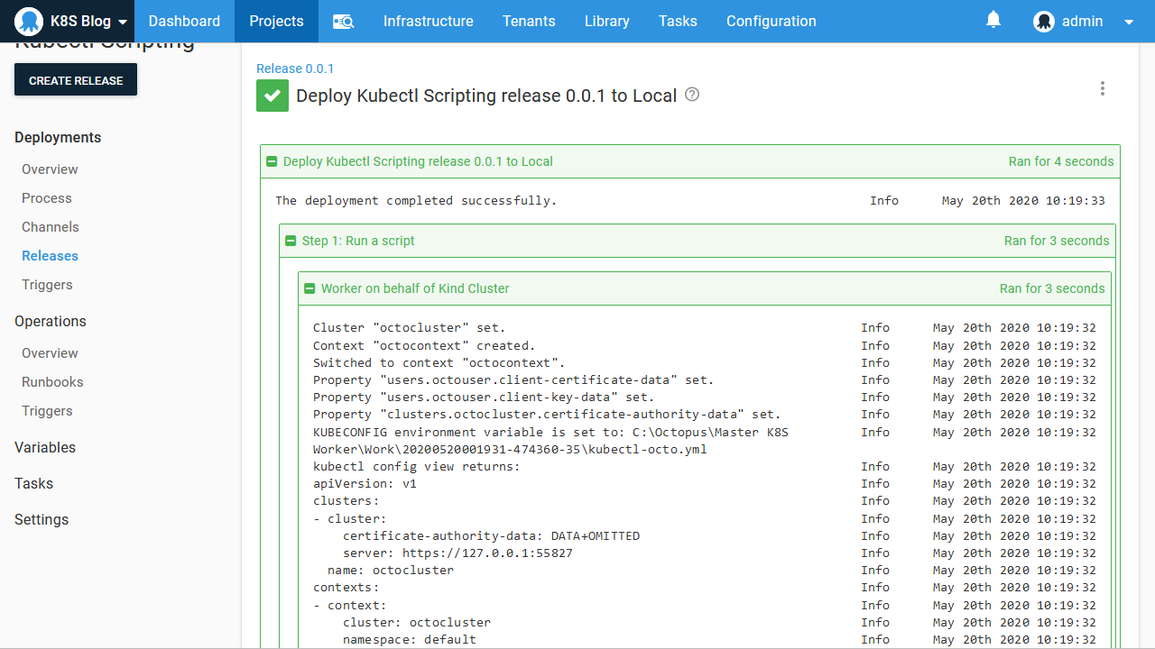 Script output